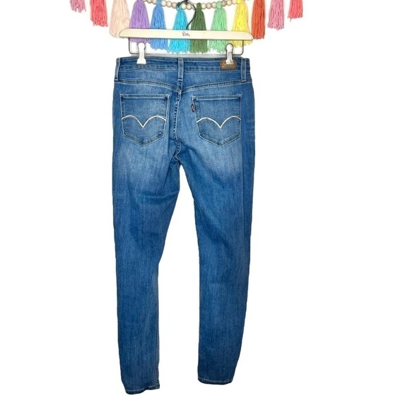 Levi’s High Waisted Medium Wash Blue Ripped Distressed Skinny Jeans Size 30 - Picture 5 of 14